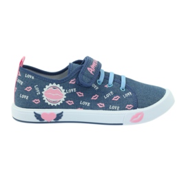 American Club Amerikanische Turnschuhe mit rosa Lippen navy blau