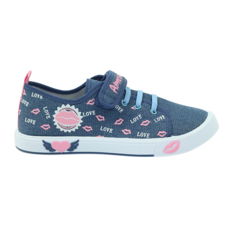 American Club Amerikanische Turnschuhe mit rosa Lippen navy blau