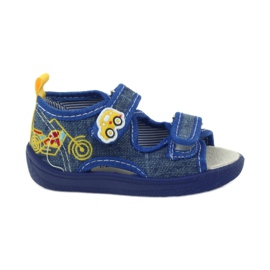 American Club Amerikanische Sandalen Kinderschuhe Lederinnensohle blau gelb