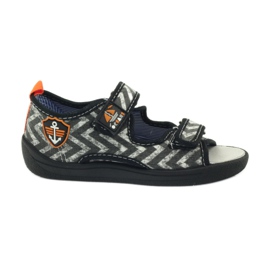 American Club Amerikanische Sandalen Kinderschuhe Lederinnensohle schwarz orange grau