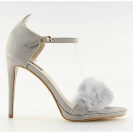 Graue Sandalen auf einem grauen L6120 Grauer hoher Absatz