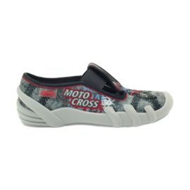 Befado Kinderschuhe Hausschuhe 290x166 grau rot