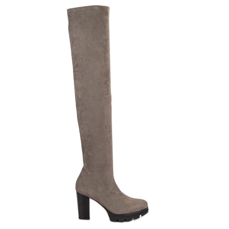 Vinceza Graue Overknee-Stiefel aus Wildleder