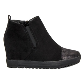 Filippo Ankle Boots aus Wildleder mit Keilabsatz schwarz