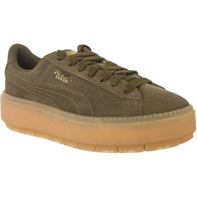 Puma Wildleder-Plattform Trace Olive Night grün