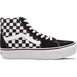 Vans Sk8 Hi-Plattform 2 Qxh Checkerboard True White weiß schwarz