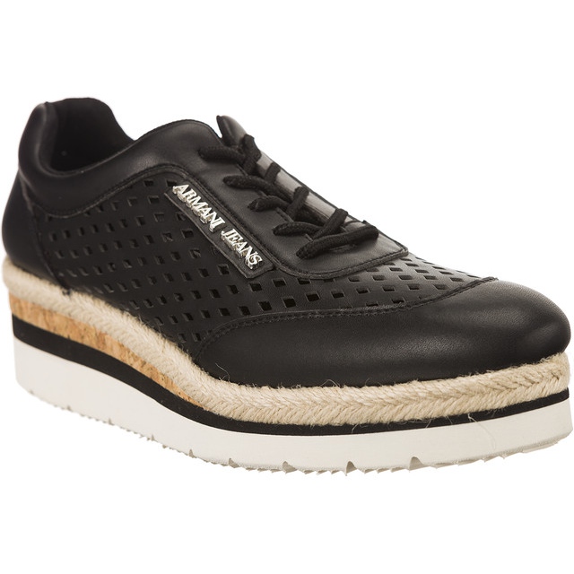 Armani Jeans gewebt Scarpa Allacciata schwarz