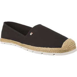 Flache Espadrilles aus Baumwolle von Tommy Hilfiger schwarz