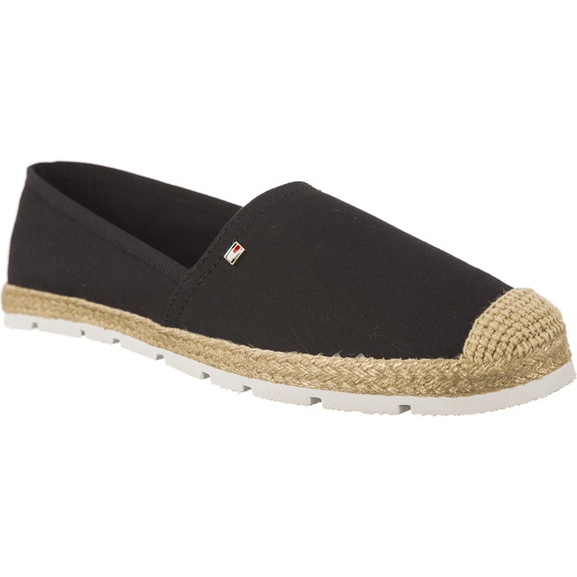 Flache Espadrilles aus Baumwolle von Tommy Hilfiger schwarz