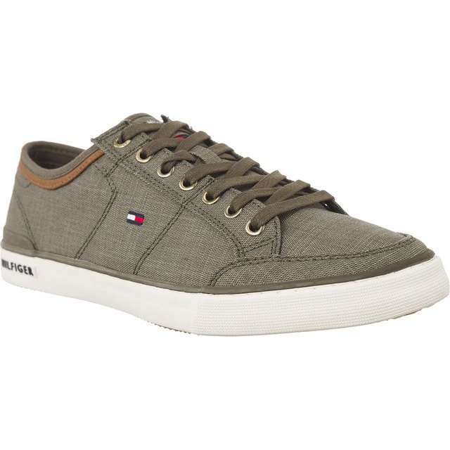 Tommy Hilfiger Core Material Mix Sneaker Dusty Olive grün
