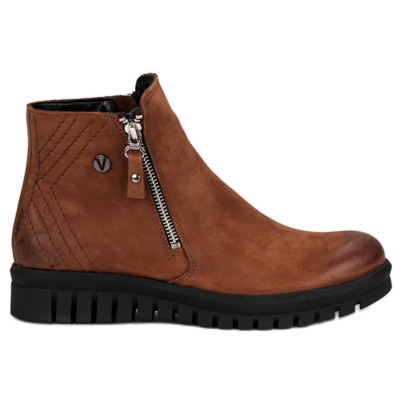 Niedrige Stiefel auf dem VINCEZA-Reißverschluss braun
