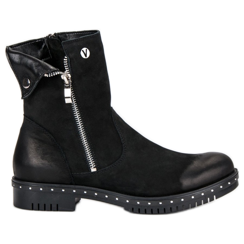 Schwarze VINCEZA-Stiefel aus Leder