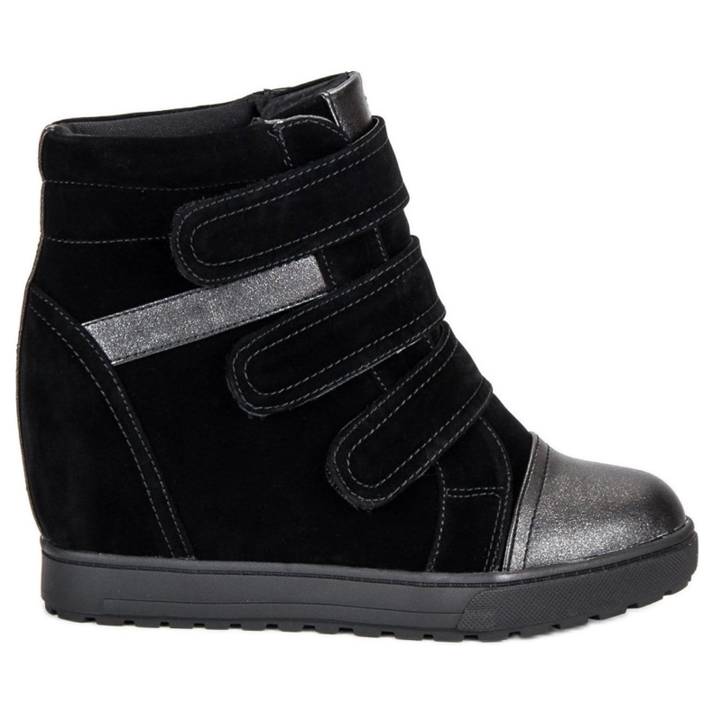 J. Star Schwarze Turnschuhe mit Klettverschluss