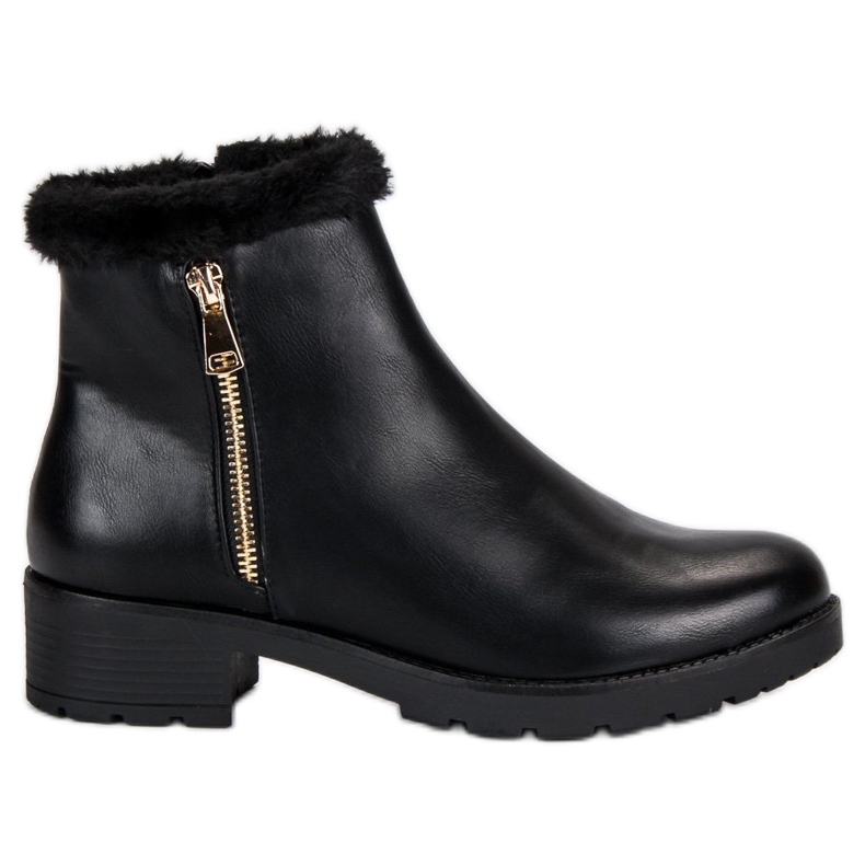 J. Star Modische Stiefel mit Fell schwarz