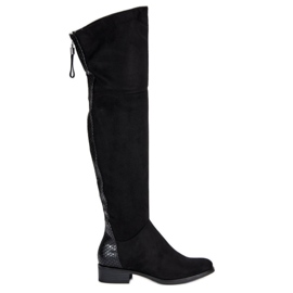 Filippo Overknee-Stiefel aus Wildleder schwarz