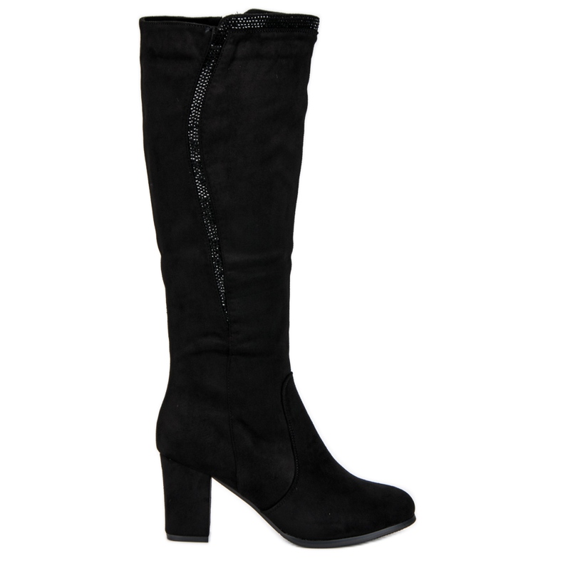 Schwarze Wildlederstiefel