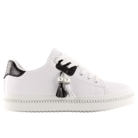 Schwarze und weiße Damenturnschuhe 88038 WEISS / SCHWARZ