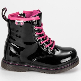 American Club Lackierte amerikanische Stiefeletten schwarz