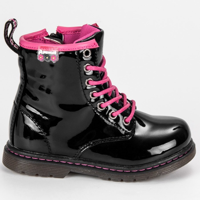 American Club Lackierte amerikanische Stiefeletten schwarz