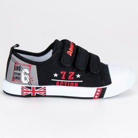 American Club Schwarze Turnschuhe auf amerikanischem Klettverschluss