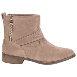 L&H Beige Wildlederstiefel