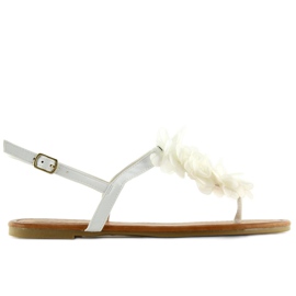 Weiße Sandalen mit Blumen CK36P Weiß