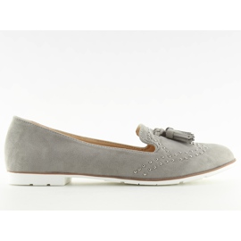 Graue Loafer für Damen 22-05 Grau