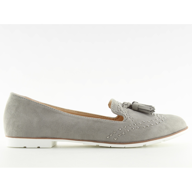 Graue Loafer für Damen 22-05 Grau