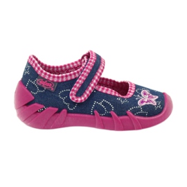 Befado Kinderschuhe 109p164 Hausschuhe grau rosa marineblau