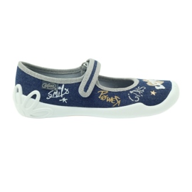 Befado Kinderschuhe Ballerinas Hausschuhe 114y313 marineblau grau