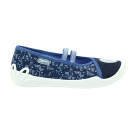 Befado Kinderschuhe Ballerinas Hausschuhe 116x241 blau marineblau