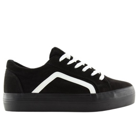 Schwarze Sneakers mit hohen Sohlen B318-16 Black weiß
