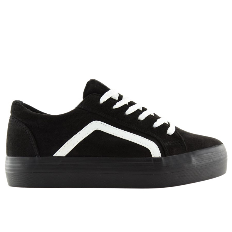 Schwarze Sneakers mit hohen Sohlen B318-16 Black weiß