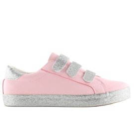 Turnschuhe mit Klettverschluss pink XL10P Pink grau rosa