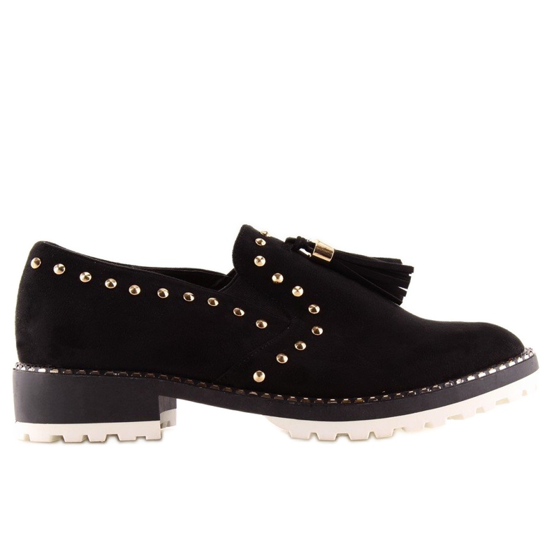 Schwarze Mokassins mit Nieten U-6250 Schwarz