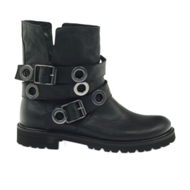 Gestreifte Stiefel verziert mit Badura Kreisen schwarz