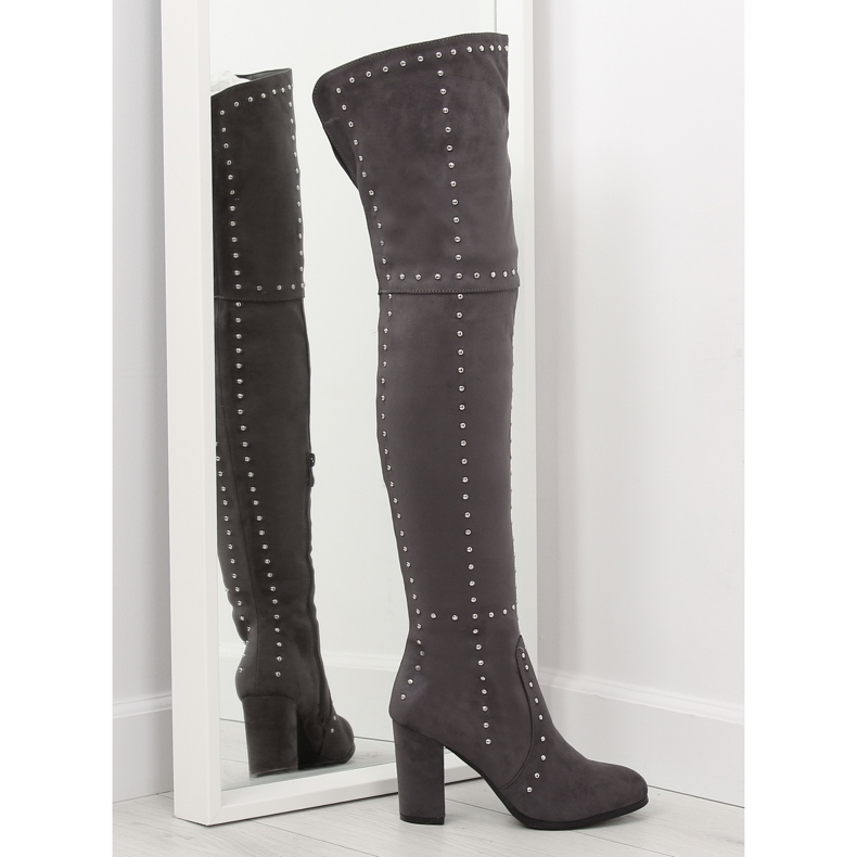 Oberschenkel graue High Heels NC221 grau