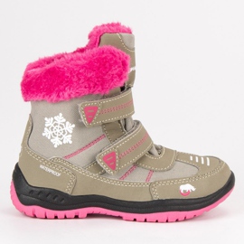Schneestiefel grau rosa