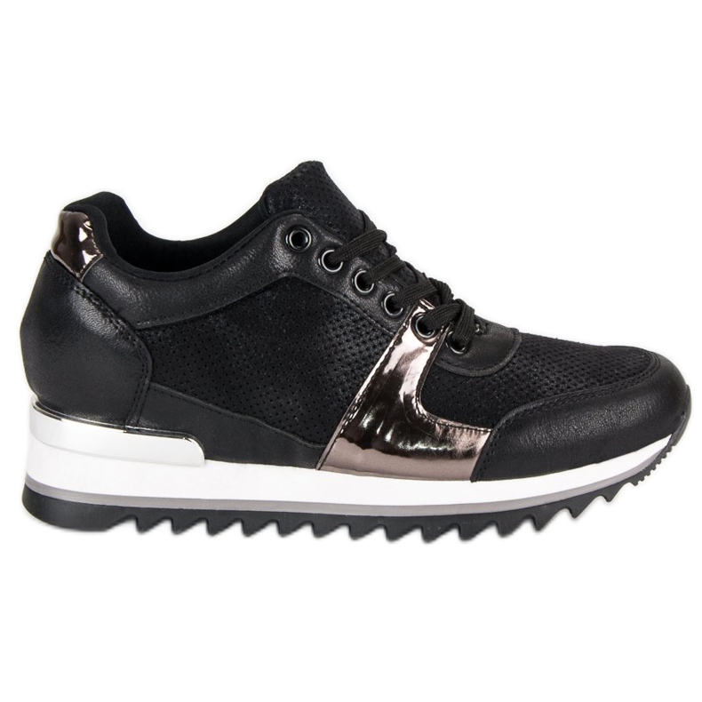 Gebundene Sportschuhe schwarz