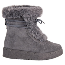 Graue gebundene Schneestiefel