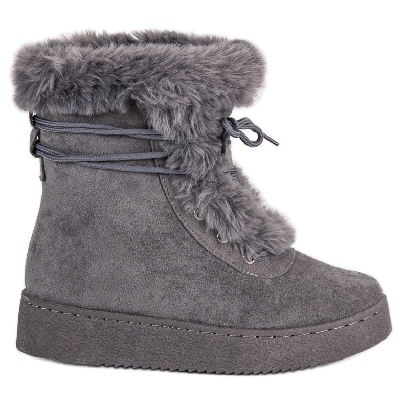 Graue gebundene Schneestiefel