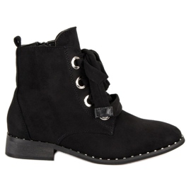 Schnürstiefel aus Wildleder schwarz