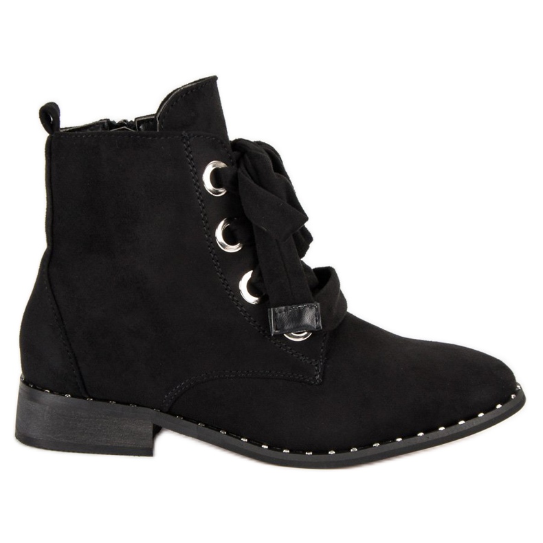 Schnürstiefel aus Wildleder schwarz