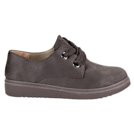 Schnürsneaker aus Wildleder grau