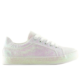 Irisierende weiße Turnschuhe BL142 Weiß lila