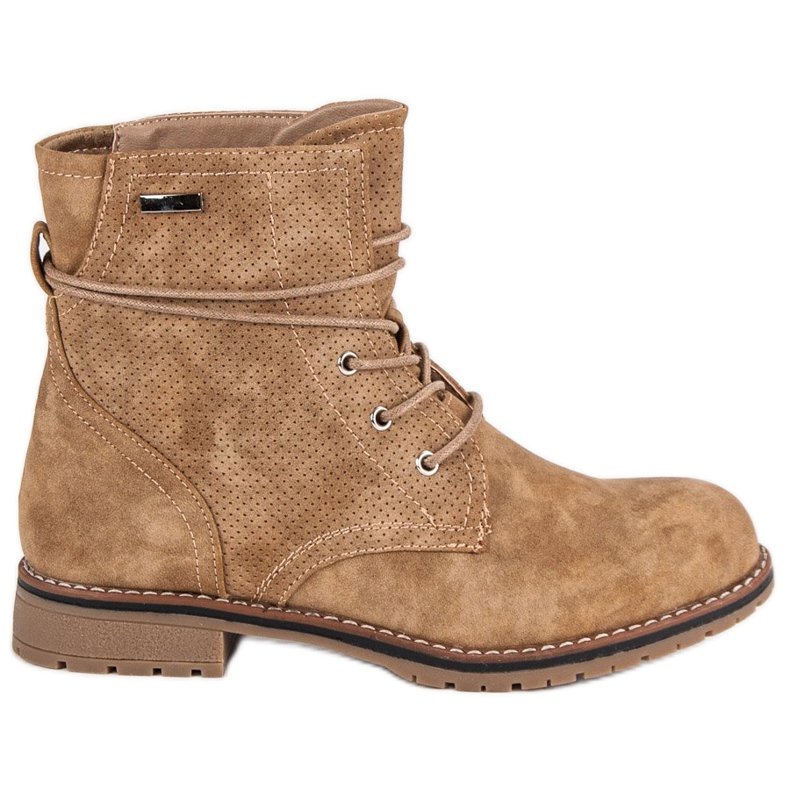 Juliet Kamelstiefel mit flachen Absätzen braun