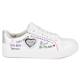 Weiße Sneaker mit Print grau