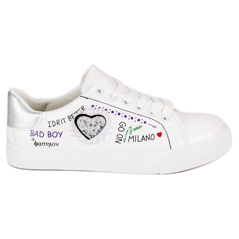 Weiße Sneaker mit Print grau