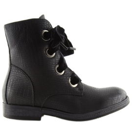 Schwarze Schnürstiefel HFN-5505 Schwarz