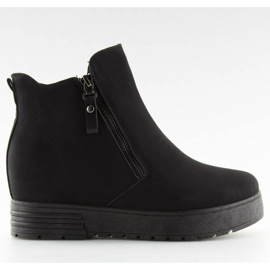 Stiefel auf einem versteckten Keil schwarz SJ657 Schwarz